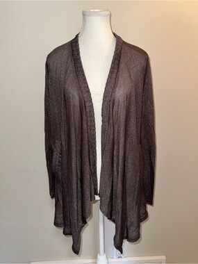 Ya Los Angeles Metallic Gray Open-Front Drape Cardigan